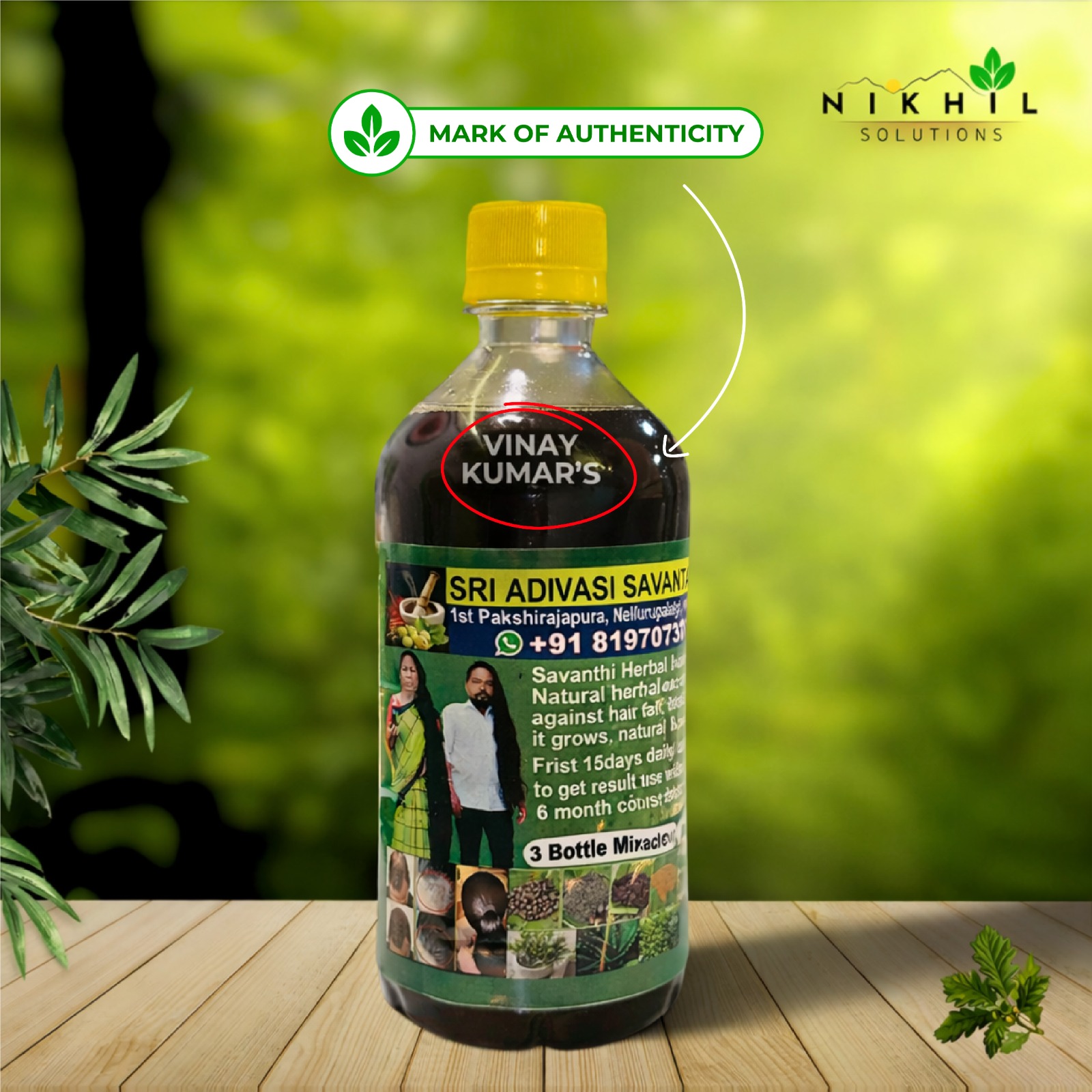 Sri Adivasi Savanthi Herbal Hair Oil (500ml) - Image 2