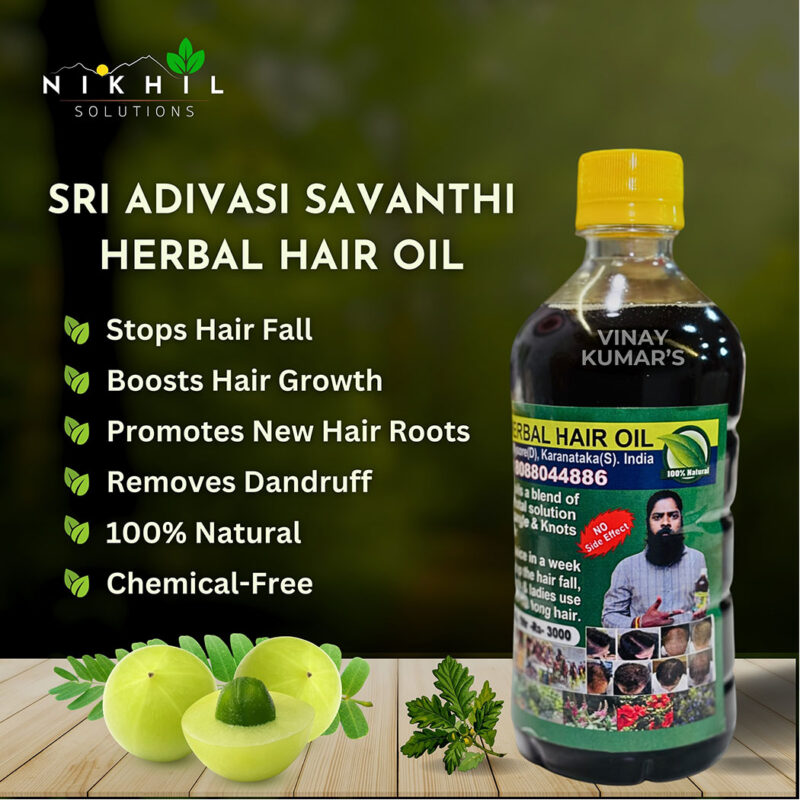Sri Adivasi Savanthi Herbal Hair Oil (500ml) - Image 3